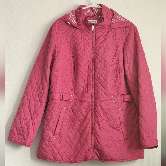 Susan Graver Jackets & Blazers - Susan Graver Pink Quilted Mid-length Coat Zip Water & Wind Resistant  Sz XL